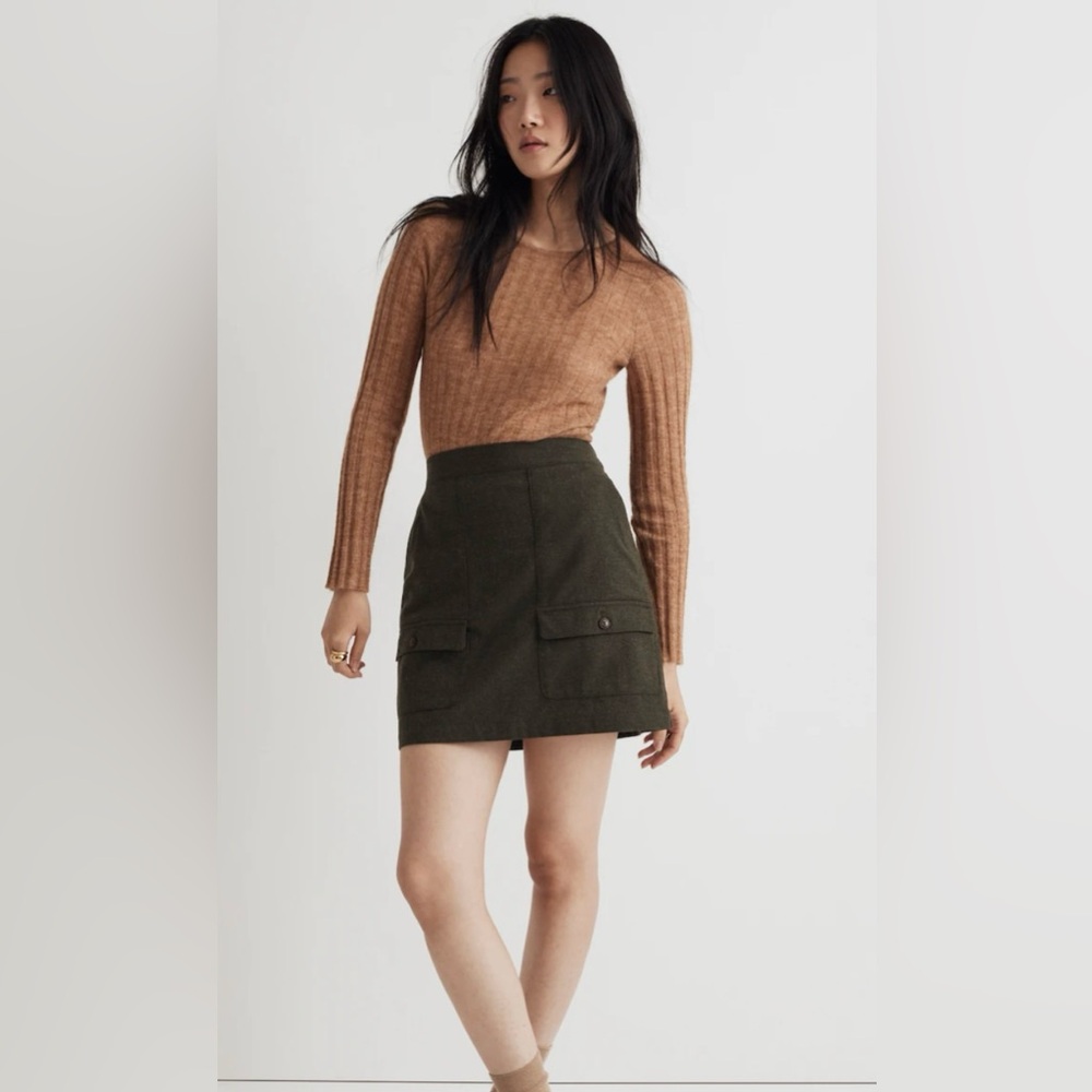 NWT Madewell Wool-Blend Cargo Mini Skirt Size 0